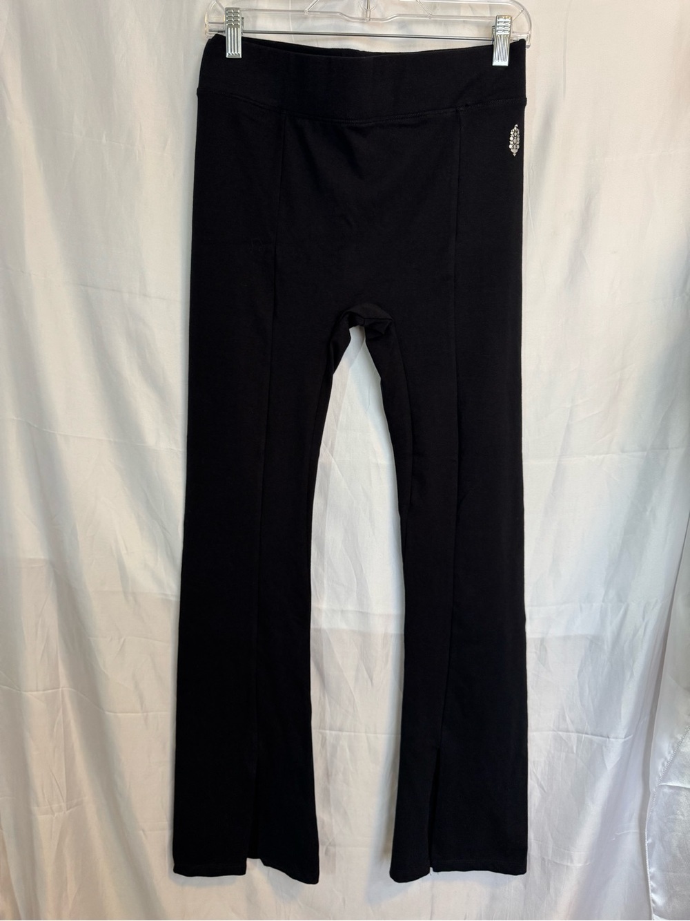 Free People Black Straight Leg Pants With Front Slit Size M